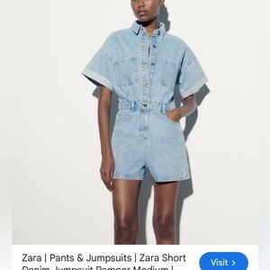 Zara Light Blue Denim Jumpsuit Romper